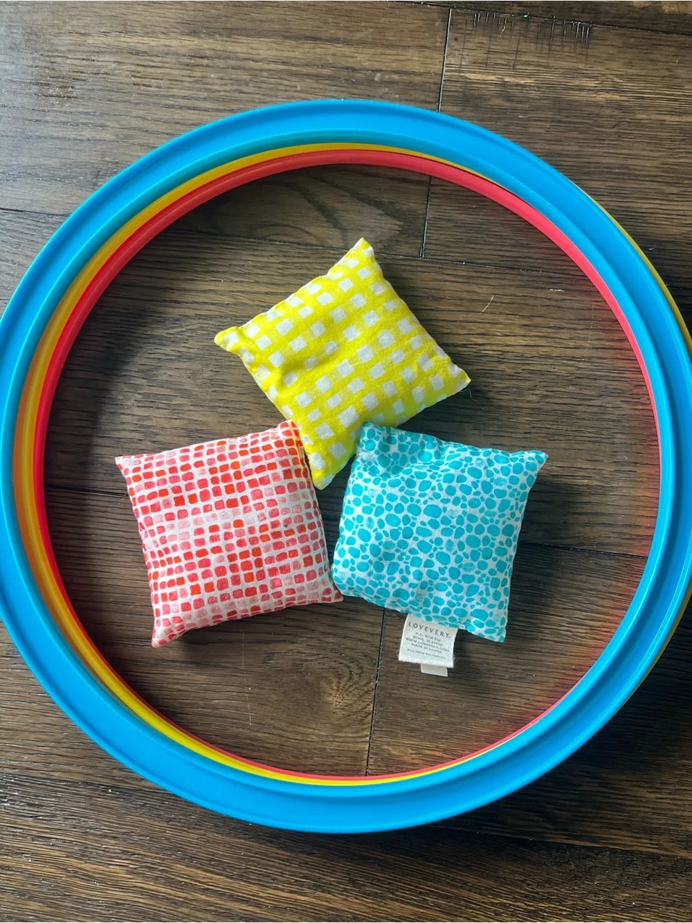 Jump-In Hoops & Bean Bags Set - Red, Yellow, Blue - Unbranded